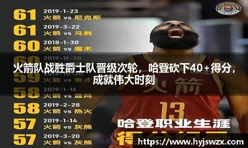 火箭队战胜爵士队晋级次轮，哈登砍下40+得分，成就伟大时刻